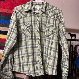 Plaid Button Down Shirt - Green